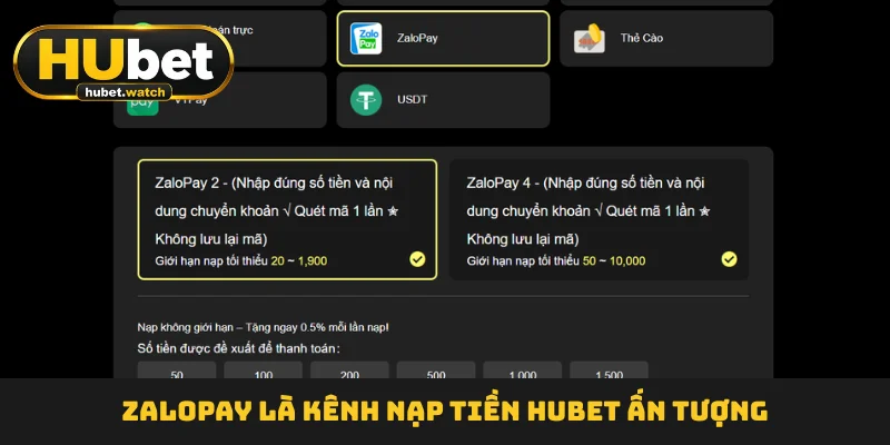 Nạp Tiền HUBET - Hướng Dẫn Nhanh, Tặng Ưu Đãi 8888K